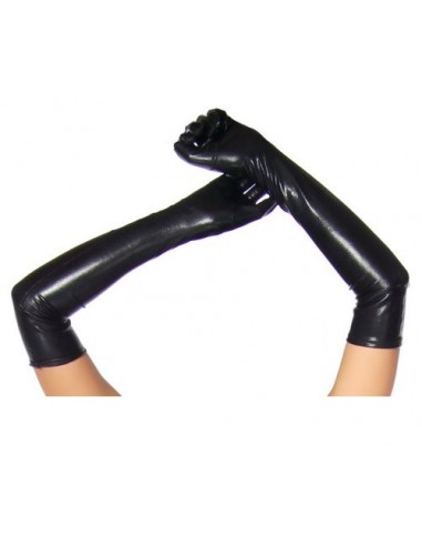 Longs gants en optique cuir Taille Unique Noir - Noir, Taille Unique 32-42