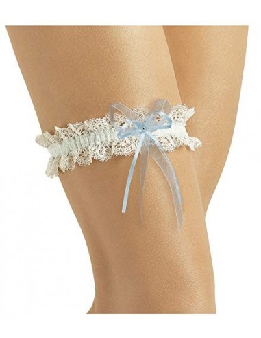 Liga Novia ELEGANTE a la Boda- Liga Nupcial VINTAGE con Lazo de Raso Azul y 1 Pequeños Piedra Brillante- Garter Novia, Garter