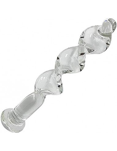 Espiral de cristal transparente Dìldo Ānal Plug Māssage Rod Glass Penìs para hombres, mujeres y principiantes, gafas de sol