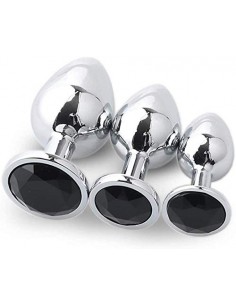 3 PCS Redondo Diamante Negro Acero inoxidable Metal B-ütt an-âl Pl-ùg