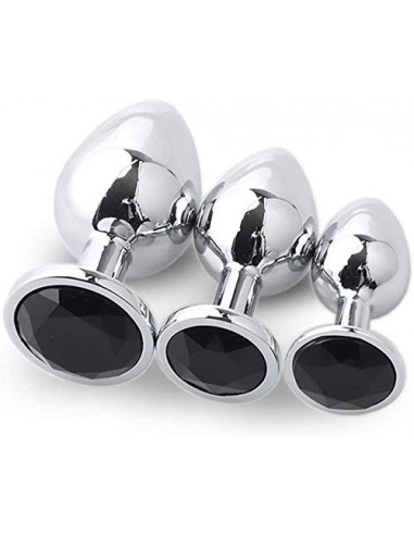 3 PCS Redondo Diamante Negro Acero inoxidable Metal B-ütt an-âl Pl-ùg