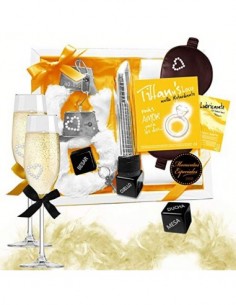 Inedit Festa Juego erótico para Parejas traviesas Kit Fantasia Erotica y Boa de Plumas Copas para brindar Lovers