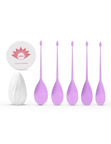 AFAC Bolas Chinas Suelo Pelvico Kegel, 5 Bolas Chinas Mujer con Boîte de Rangement Portable, IPX8 Impermeable Silicona Médica