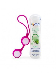 Geisha Balls CONTROL Kit + Gel lubricante Aloe 75 ml, estimulador vaginal de 2 bolas ideal para los ejercicios de Kegel forta