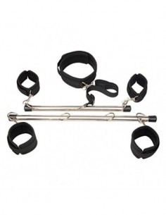 LAOLEE Espósạs De Cuero PU Con Barra Esparcidora Ajustable ，Juguetes De Pareja ， Juguetes Sẹxuạlẹs Para Adultos, Conjunto De 