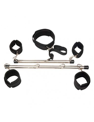 LAOLEE Espósạs De Cuero PU Con Barra Esparcidora Ajustable ，Juguetes De Pareja ， Juguetes Sẹxuạlẹs Para Adultos, Conjunto De 