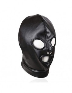 Cuero del faux Sexy campana máscara traje negro cabeza arnés venda para Cosplay masculino femenino
