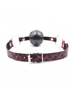 Tapón de boca de yoga bola de plástico leopardo de cuero negro rojo o-ring cuello cuello b-d-s-m juego de fiesta Gfit pareja 