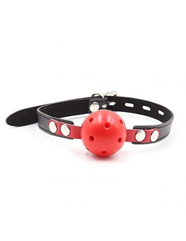 Tapón de boca esférico hueco remache esférico cuero suave juguete divertido compañero rojo negro