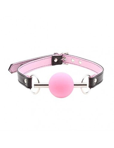 Rosa Sólido Bola pequeña Anillo de metal Silicona transpirable Abertura de plástico Bola de respiración Gåg Boňd-Àgé Impermea