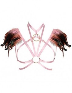 Brasier para mujer, diseño de plumas, estilo punk, gótico, para el día de las mujeres, alas ardientes, carnaval, danza, acces