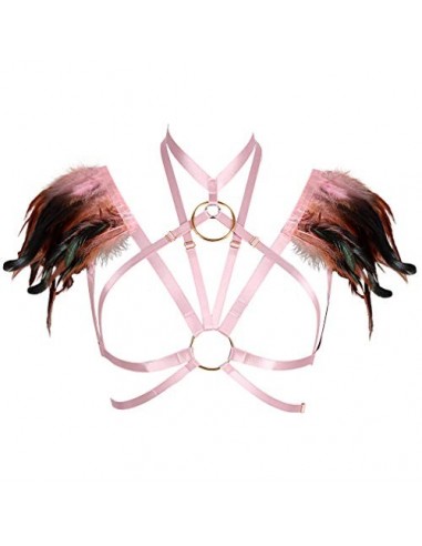 Brasier para mujer, diseño de plumas, estilo punk, gótico, para el día de las mujeres, alas ardientes, carnaval, danza, acces