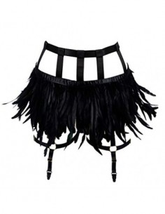 Arnés de plumas para mujer, estilo punk, liguero, falda, cinturón de pierna, ajuste de cinturón alto, accesorios de baile gót