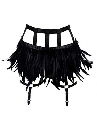 Arnés de plumas para mujer, estilo punk, liguero, falda, cinturón de pierna, ajuste de cinturón alto, accesorios de baile gót