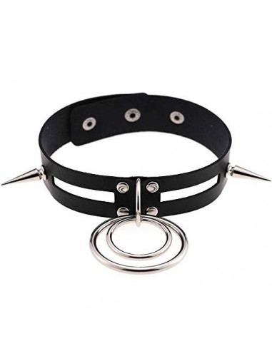 Sexy Goth de Harajuku Cuero Hechos a Mano del Punk Gargantillas Collar Dos Juntas Redondo sostenido del Clavo del Remache de 