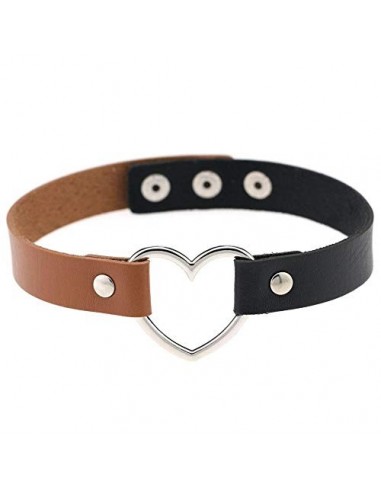 Piel 1PC Multicolor de Harajuku Punk gótica Gargantilla de la Cadena del Collar del corazón de Spike Collar de la Hebilla del