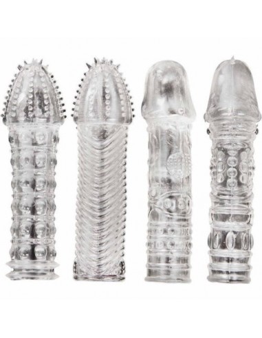4 extensiones de silicona para preservativos diferentes.