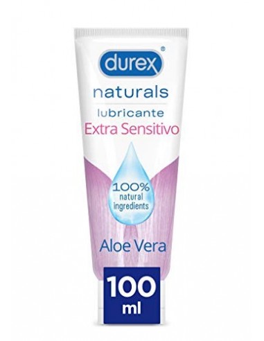 Durex Naturals Extra Sensitivo Lubricante Base Agua, Aloe Vera, 100% Natural sin Fragancia, Colorantes ni Agentes Irritantes 