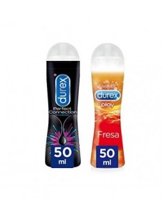 Durex Lubricante Perfect Connection base silicona + Gel Lubricante sabor Fresa - 2 x 50ml