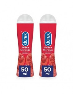 Durex Lubricante Sabor y Aroma Fresa de Base Agua - 50ml x 2 Unidades