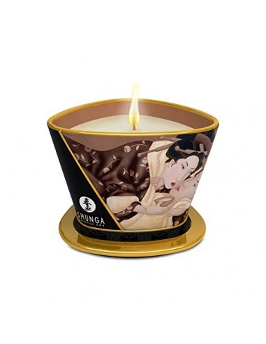 Shunga Vela de Masaje Excitation, Aroma de Chocolate, Color Blanco - 170 ml