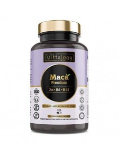 Vittalogy Maca Premium. Maca Andina Pura 4000 mg Con Vitaminas B6 Y B12 Y Zinc. Raíz De Maca Peruana. Vigorizante. 120 Cápsul