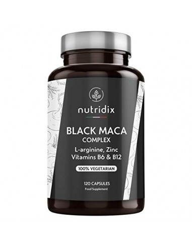 Nutridix Maca Negra Andina 1.200 mg por Dosis - Extracto Equivalente a 24.000 mg de Maca Planta concentrada 20:1 con L-Argini
