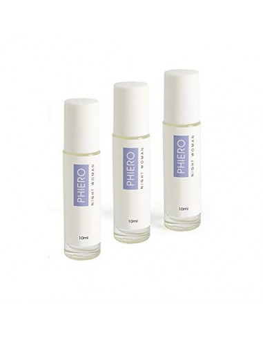 Phiero Night Woman - Pack 3 Perfumes Roll-ON de bolsillo con 4 tipos de feromonas para mujer