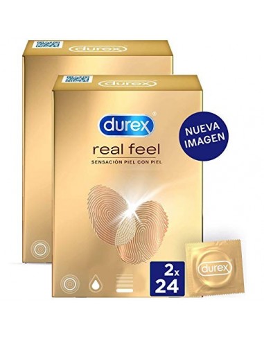 Durex Preservativos Real Feel - Condones Sensitivos Sin Látex - Duplo Pack 48 unidades