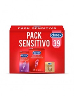 Durex Pack Preservativos Sensitivo Suave + Sensitivo Contacto Total + Real Feel Sin Latex - 39 condones