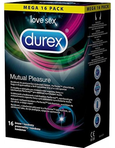 Durex Mutual Pleasure Preservativos Climax Mutuo con Efecto Retardante - 16 Condones