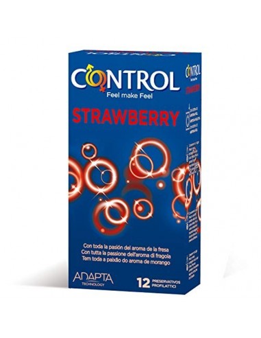 Control Spike Preservativos - Paquete de 12 condones aroma a fresa y color rojo