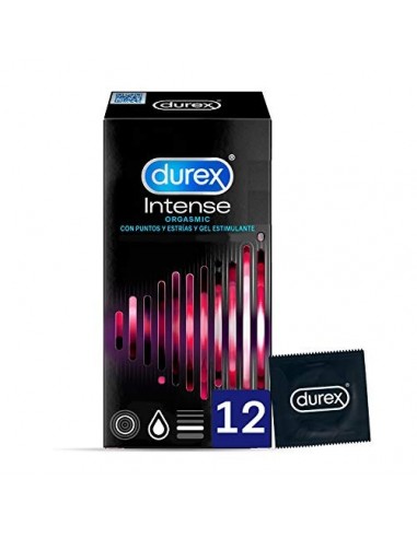 Durex Preservativos Intense con Puntos y Estrías y gel estimulante - 12 condones