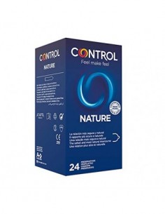Control Nature - Caja de Condones gama natural, lubricados, ajuste perfecto, sexo seguro, 24 unidades  pack ahorro 
