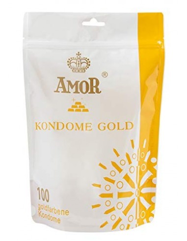 AMOR"Gold" 100 Preservativos De Naturales Para Una Sensación Auténtica, Real Y Extra Húmeda  Testados En Alemania 