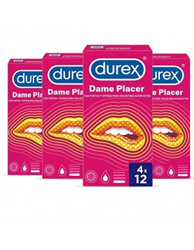 Durex Preservativos Dame Placer con Puntos y Estrías - Total 48 Condones