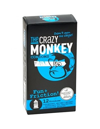 The Crazy Monkey Condoms - Fun+Fricition - con granos y acanalado para la máxima intensidad emocional - fabricado en látex de
