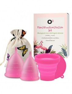 O³ Copa Menstrual - Juego De 2: Talla S Y L - Copa Menstrual Con Esterilizador Y Bolsa De Transporte - Copas Menstruales Ecol